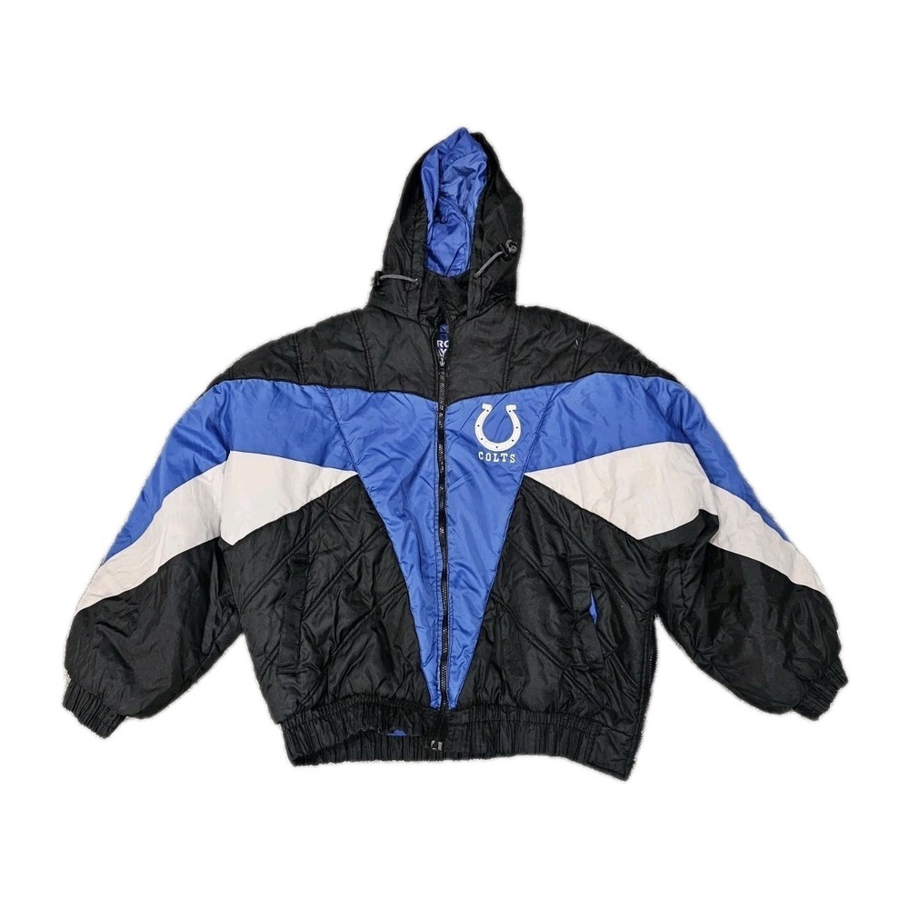 Vintage‎ 90s Indianapolis Colts Pro Player NFL Hooded Puffer Jacket XL AS IS